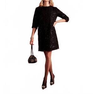 NEW FRANCES VALENTINE mod sequin dress in black